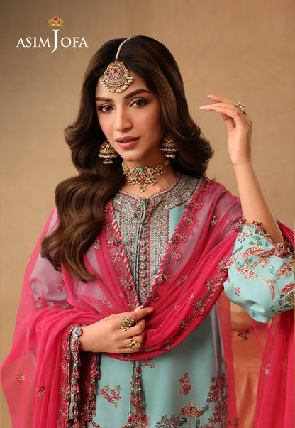 AJULIF-02 Embroidered Raw Silk Unstitched 3 Pcs