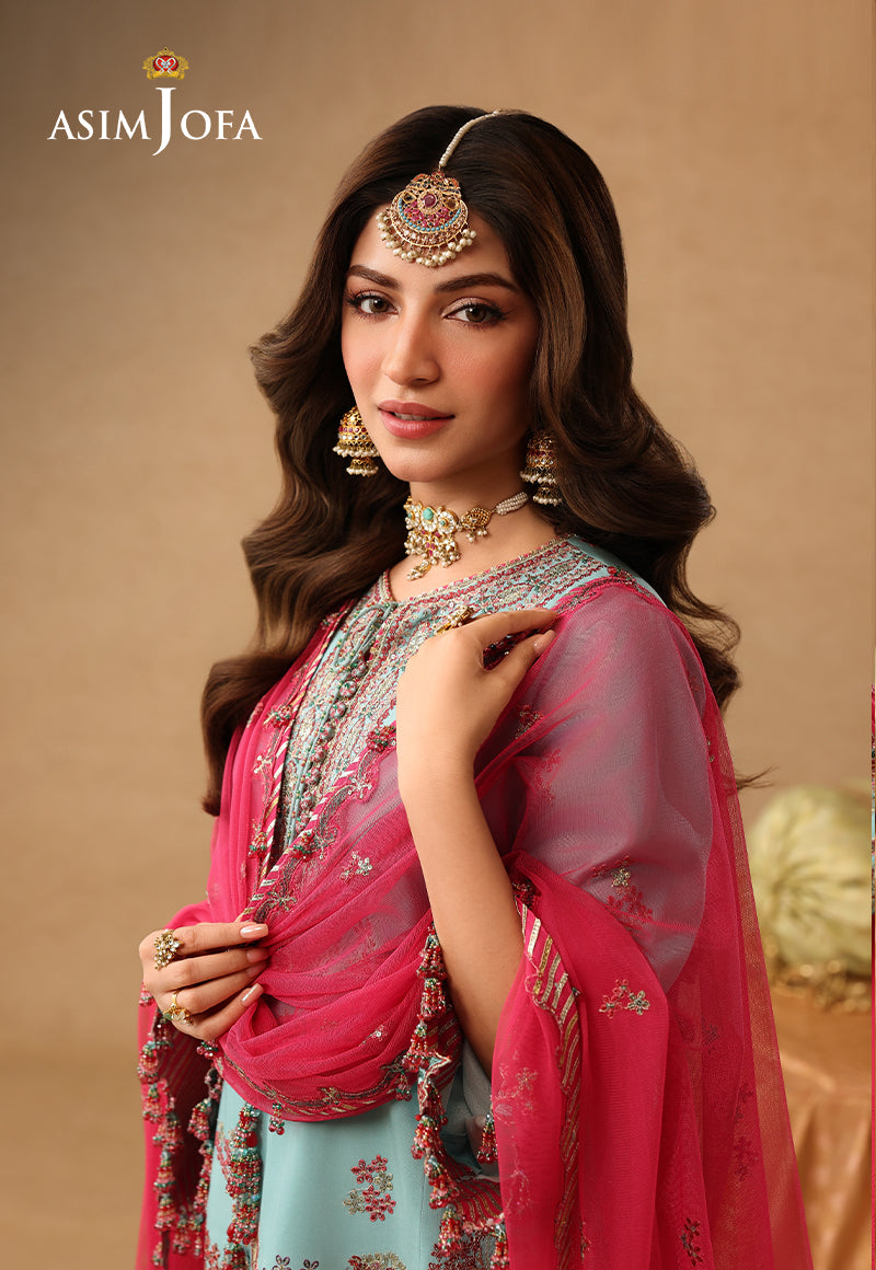 AJULIF-02 Embroidered Raw Silk Unstitched 3 Pcs