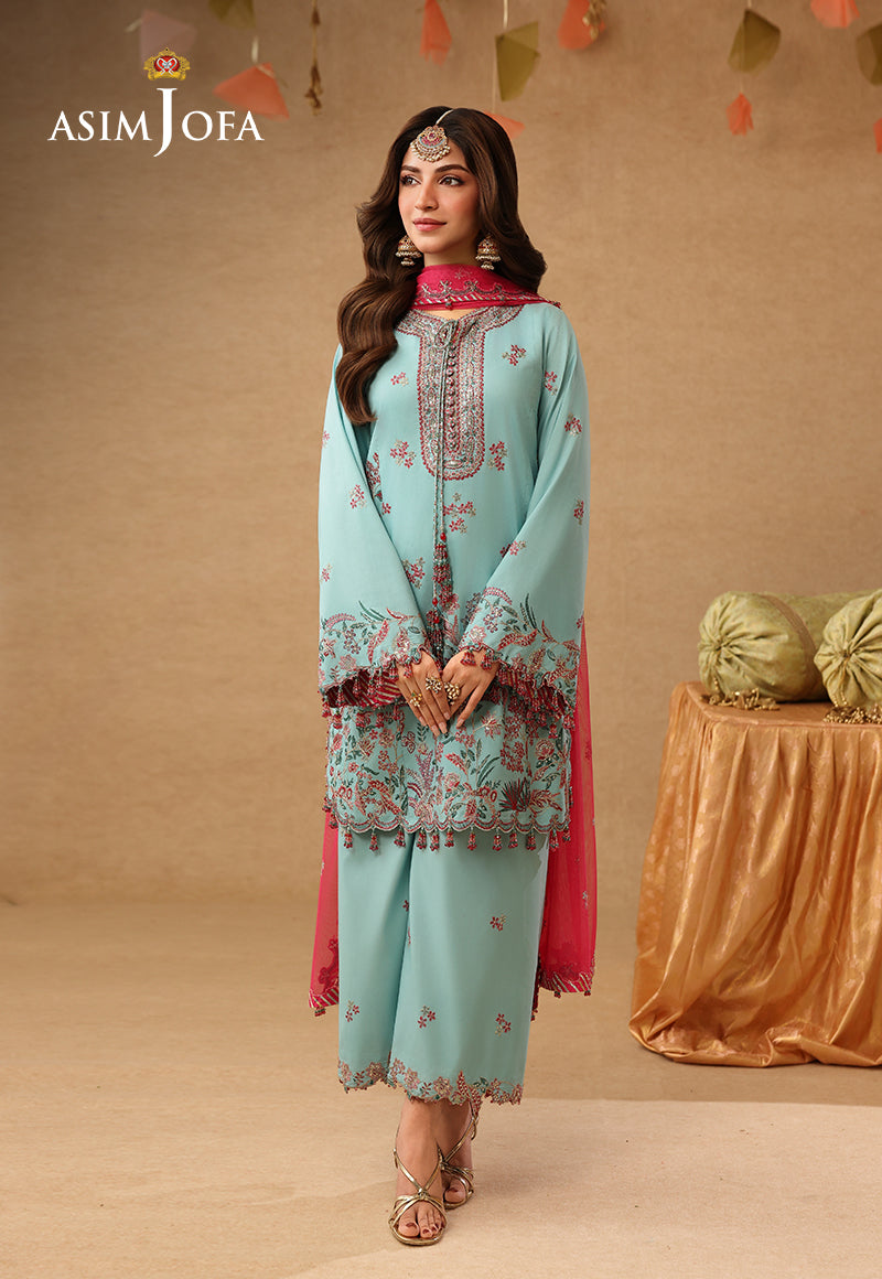 AJULIF-02 Embroidered Raw Silk Unstitched 3 Pcs