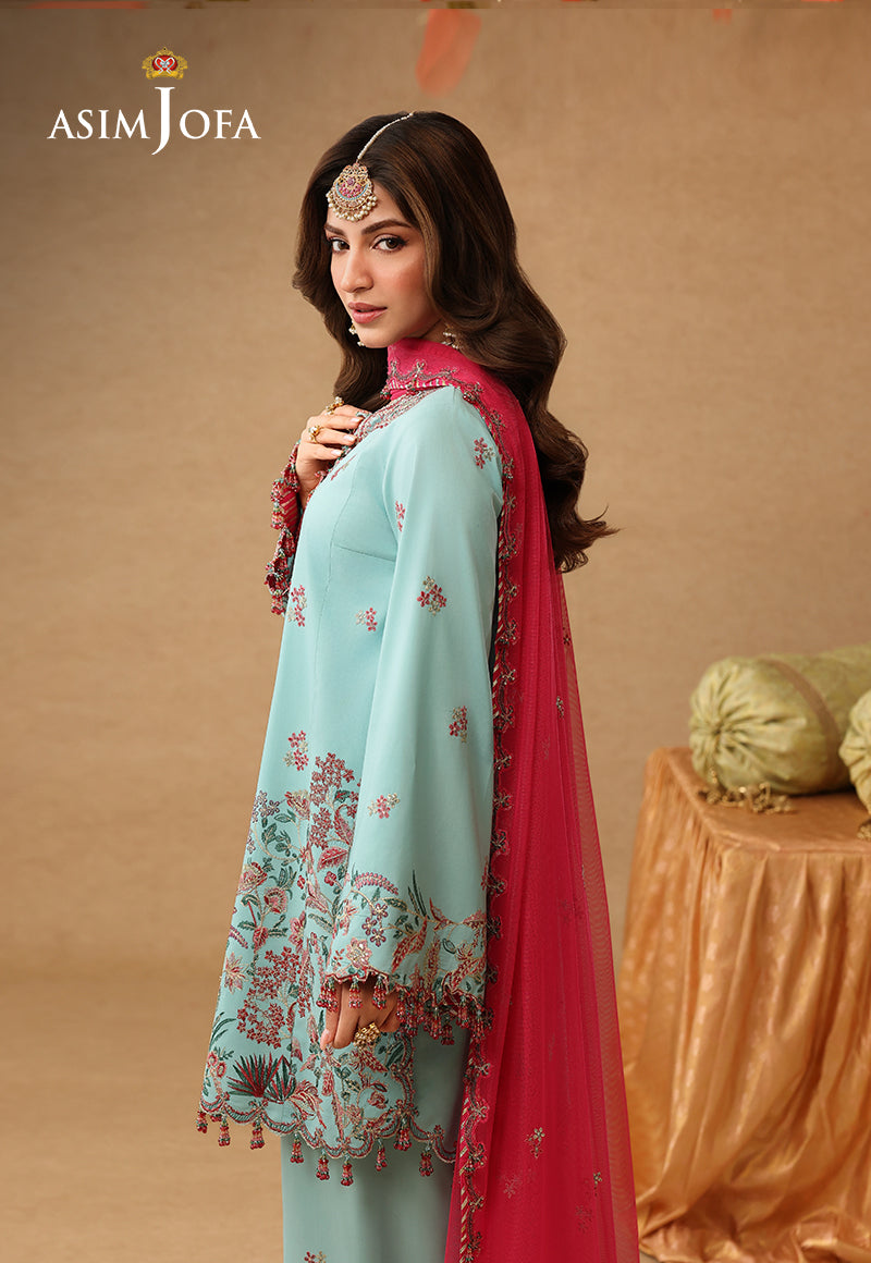 AJULIF-02 Embroidered Raw Silk Unstitched 3 Pcs