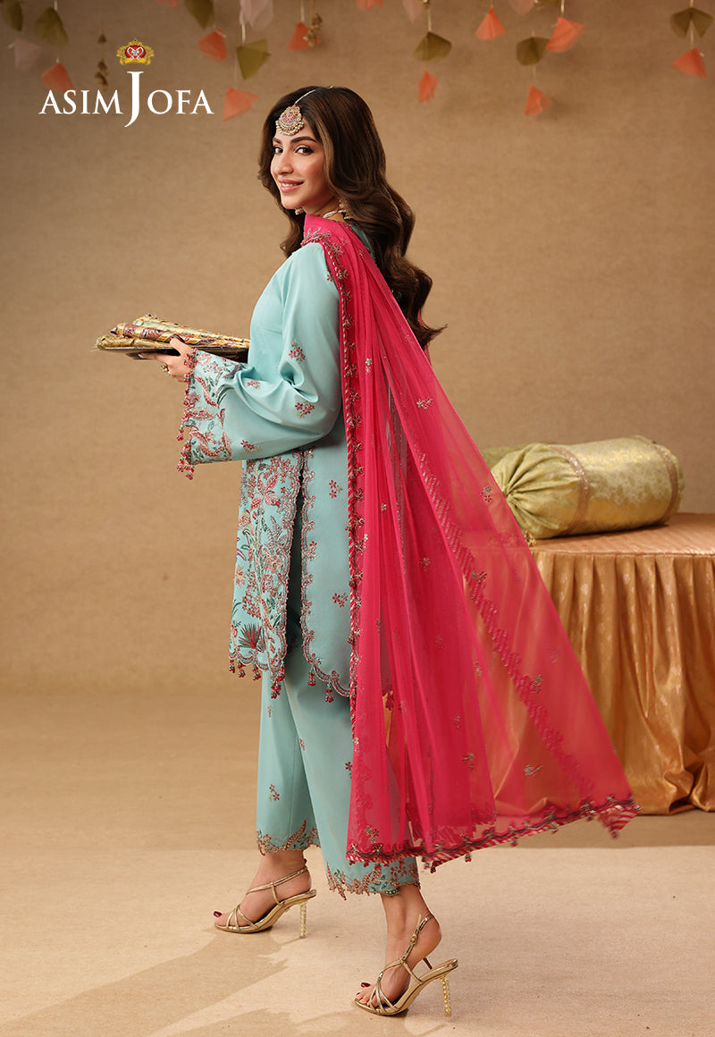 AJULIF-02 Embroidered Raw Silk Unstitched 3 Pcs