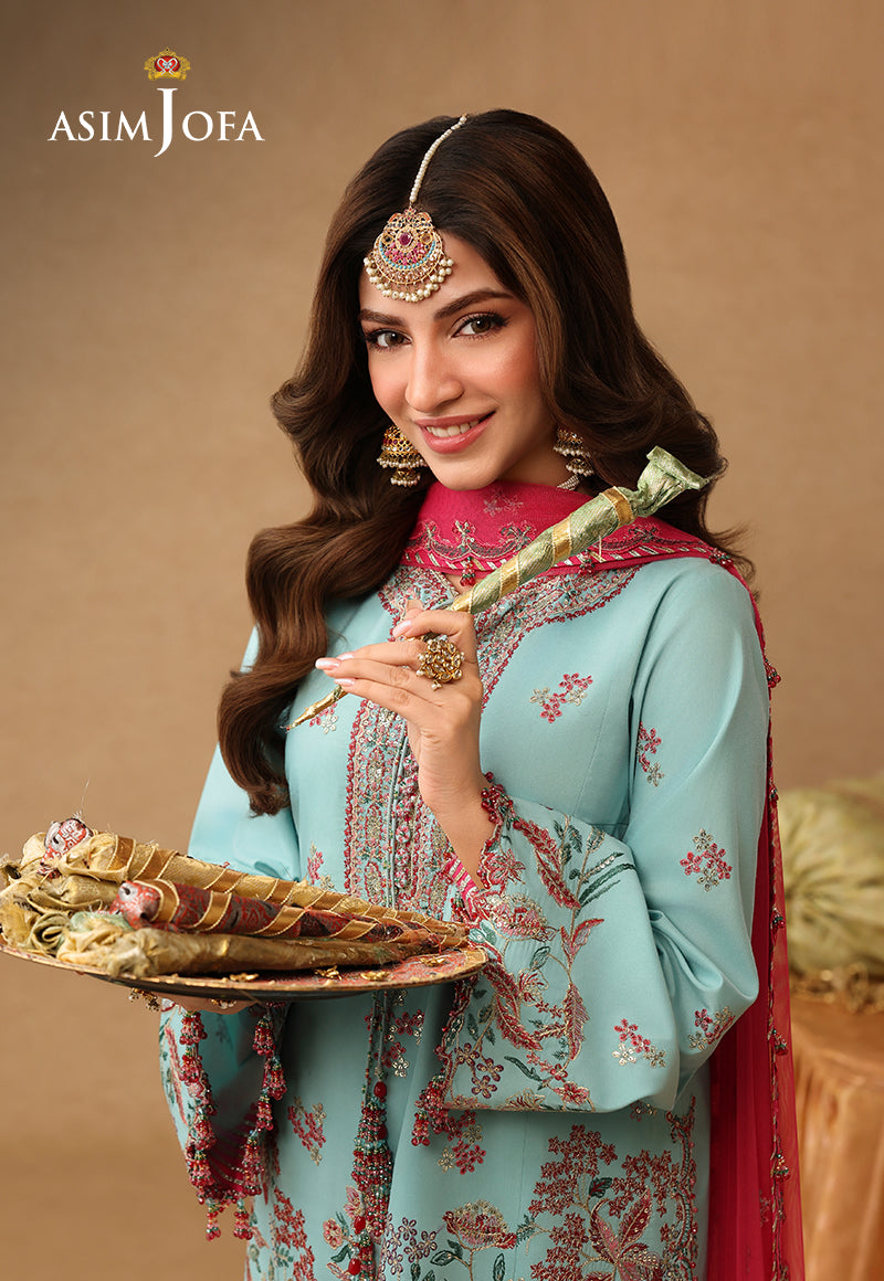 AJULIF-02 Embroidered Raw Silk Unstitched 3 Pcs