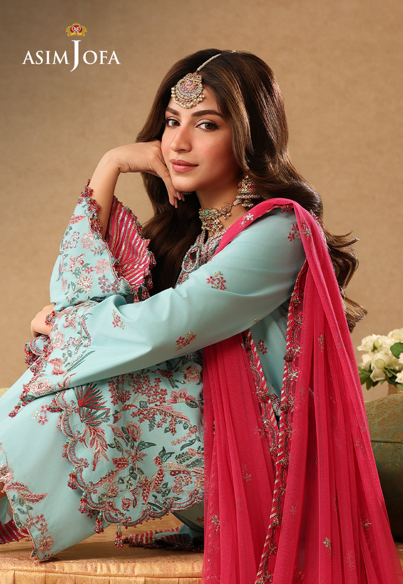 AJULIF-02 Embroidered Raw Silk Unstitched 3 Pcs