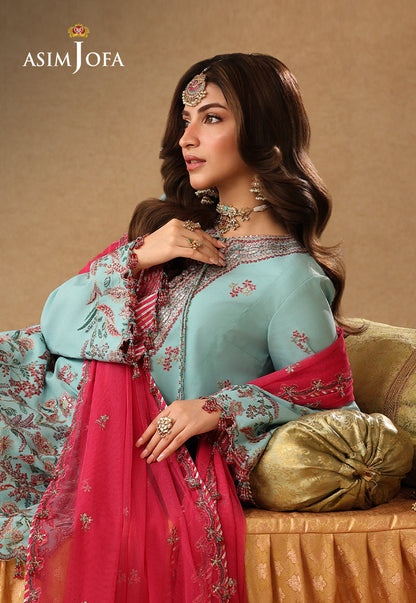 AJULIF-02 Embroidered Raw Silk Unstitched 3 Pcs