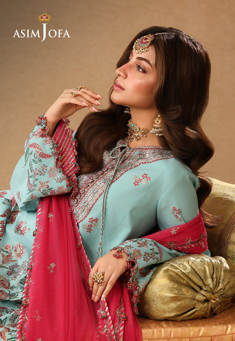 AJULIF-02 Embroidered Raw Silk Unstitched 3 Pcs