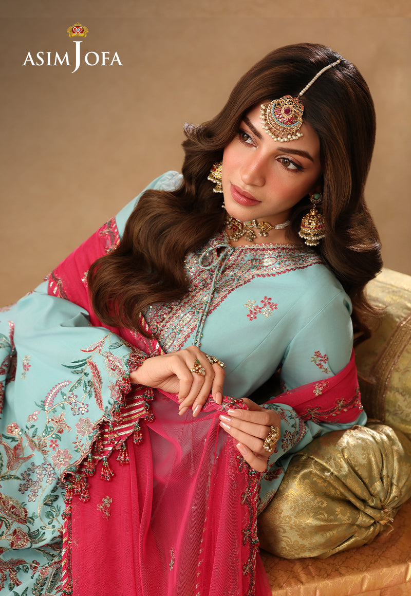 AJULIF-02 Embroidered Raw Silk Unstitched 3 Pcs