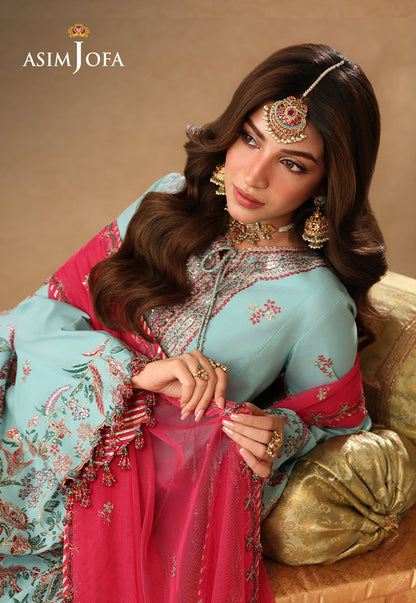 AJULIF-02 Embroidered Raw Silk Unstitched 3 Pcs
