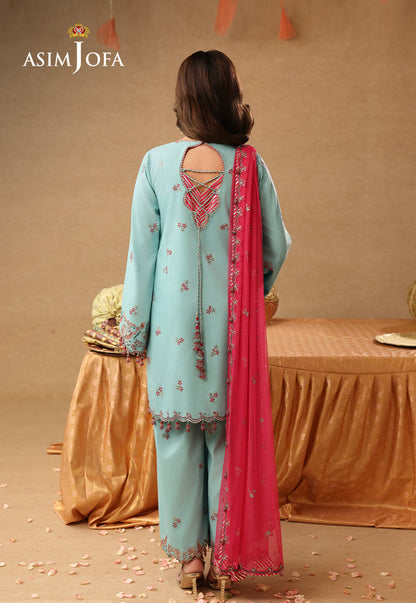 AJULIF-02 Embroidered Raw Silk Unstitched 3 Pcs