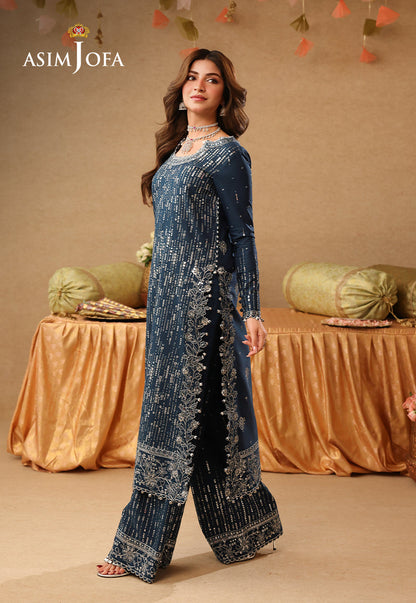 AJULIF-09 Embroidered Chiffon Unstitched 2 Pcs