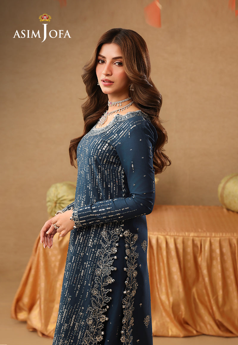 AJULIF-09 Embroidered Chiffon Unstitched 2 Pcs