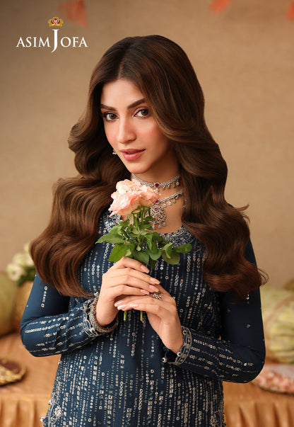 AJULIF-09 Embroidered Chiffon Unstitched 2 Pcs