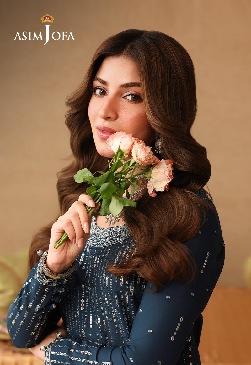 AJULIF-09 Embroidered Chiffon Unstitched 2 Pcs