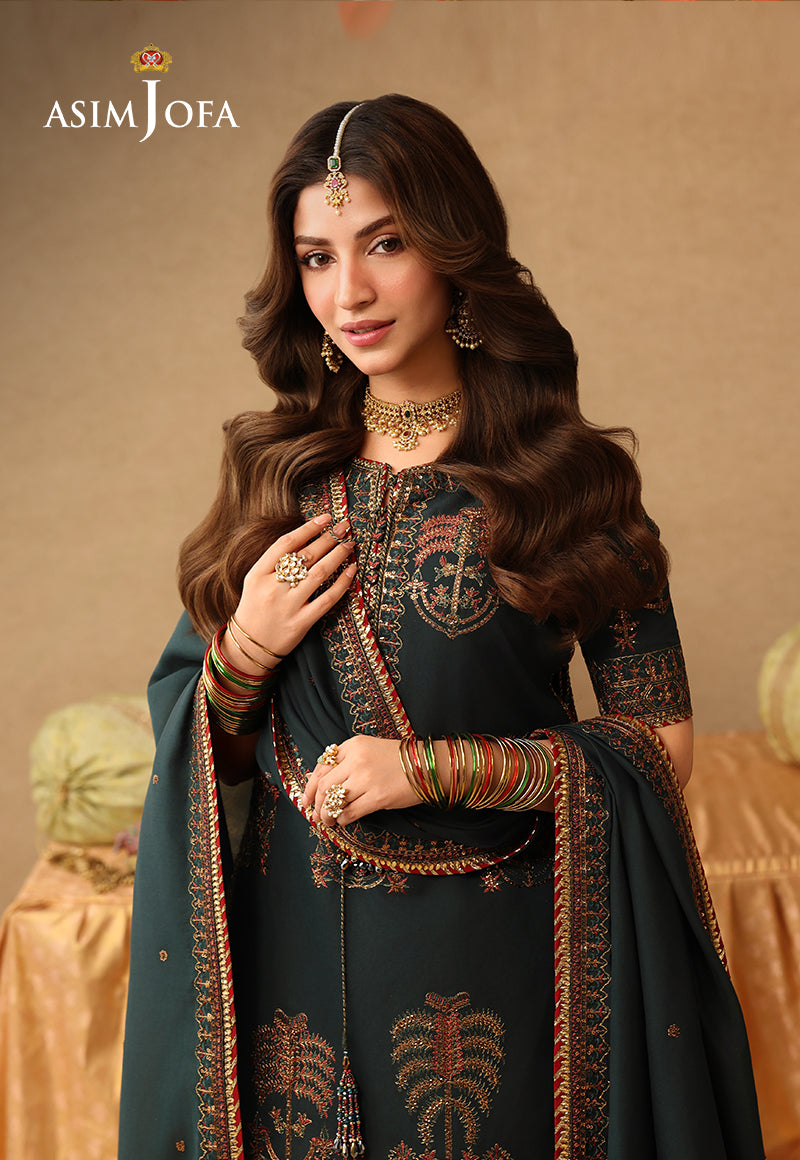AJULIF-06 Embroidered Paper Cotton Unstitched 3 Pcs
