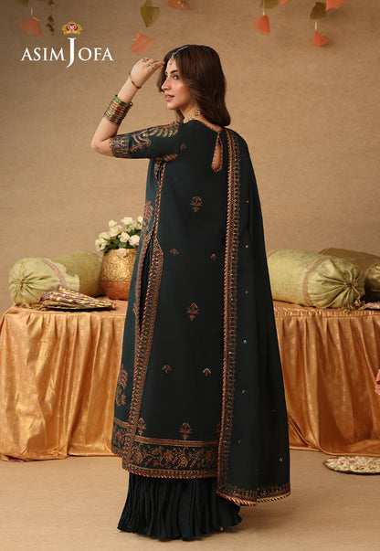 AJULIF-06 Embroidered Paper Cotton Unstitched 3 Pcs