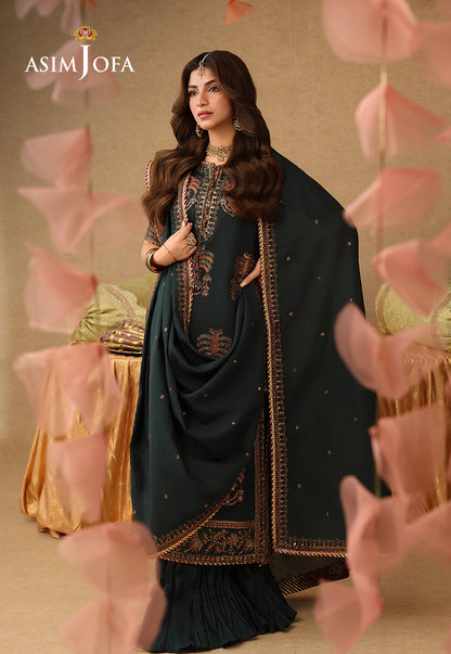 AJULIF-06 Embroidered Paper Cotton Unstitched 3 Pcs