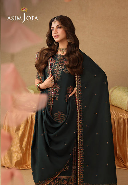 AJULIF-06 Embroidered Paper Cotton Unstitched 3 Pcs