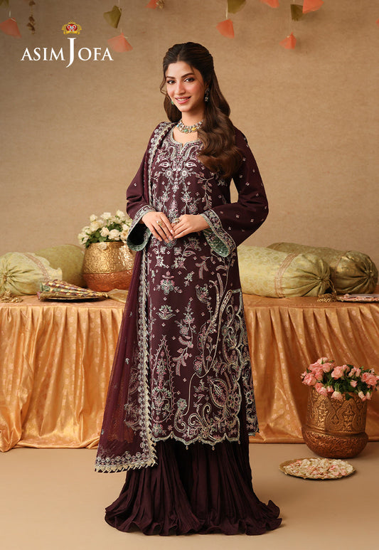 AJULIF-07 Embroidered Twisted Silk Unstitched 3 Pcs