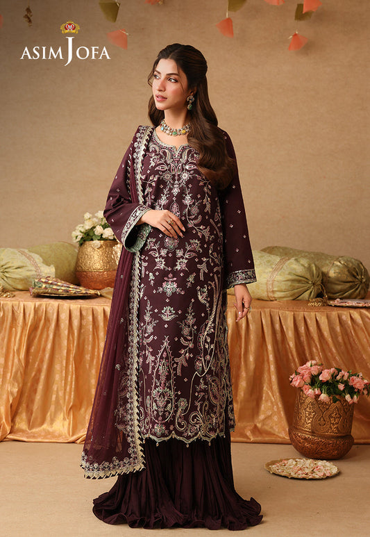 AJULIF-07 Embroidered Twisted Silk Unstitched 3 Pcs