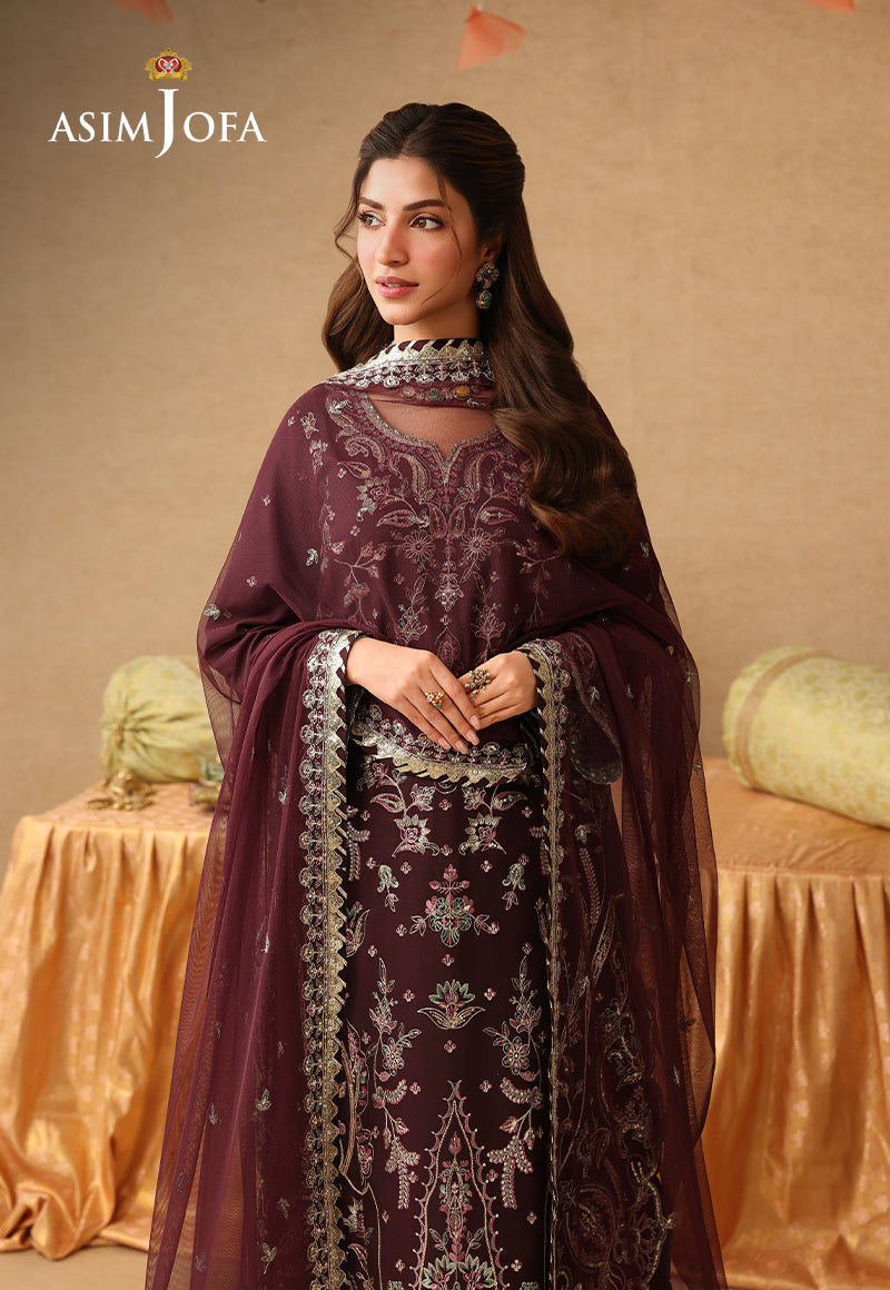 AJULIF-07 Embroidered Twisted Silk Unstitched 3 Pcs