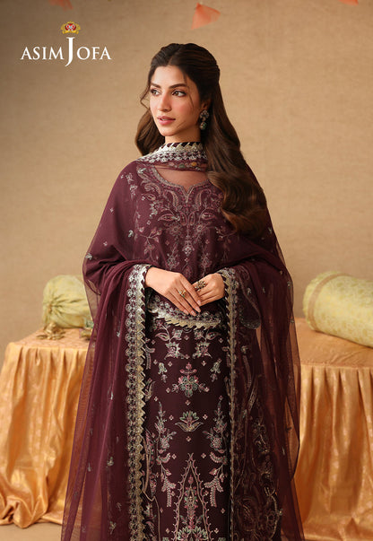 AJULIF-07 Embroidered Twisted Silk Unstitched 3 Pcs