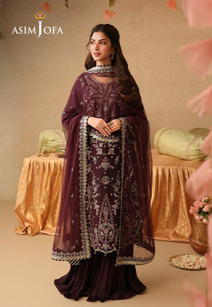AJULIF-07 Embroidered Twisted Silk Unstitched 3 Pcs