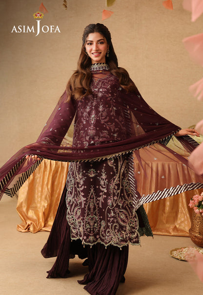 AJULIF-07 Embroidered Twisted Silk Unstitched 3 Pcs