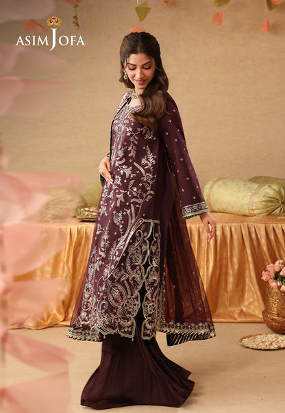 AJULIF-07 Embroidered Twisted Silk Unstitched 3 Pcs
