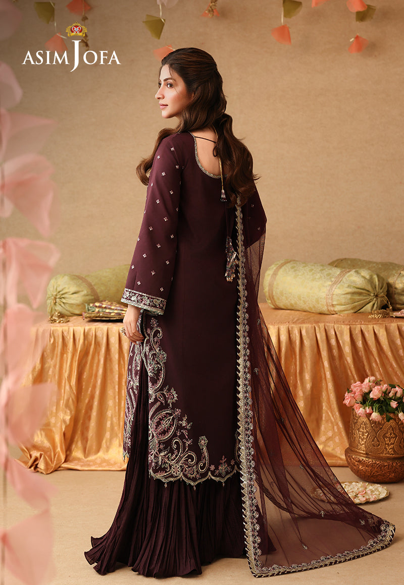 AJULIF-07 Embroidered Twisted Silk Unstitched 3 Pcs