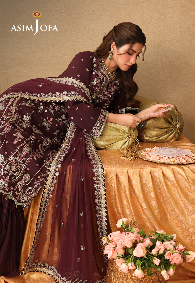 AJULIF-07 Embroidered Twisted Silk Unstitched 3 Pcs