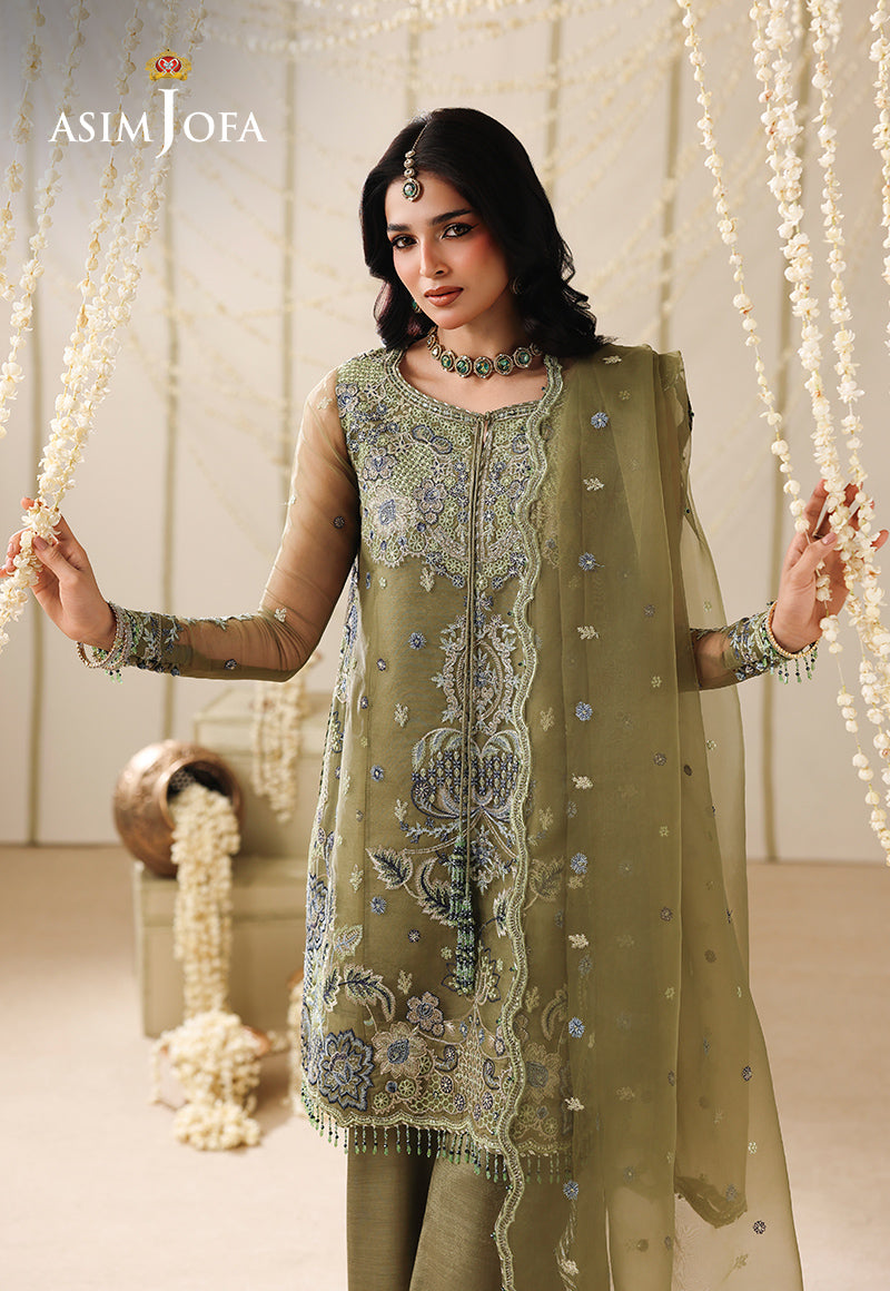 AJUFC-24 Embroidered Organza Unstitched 3 Pcs
