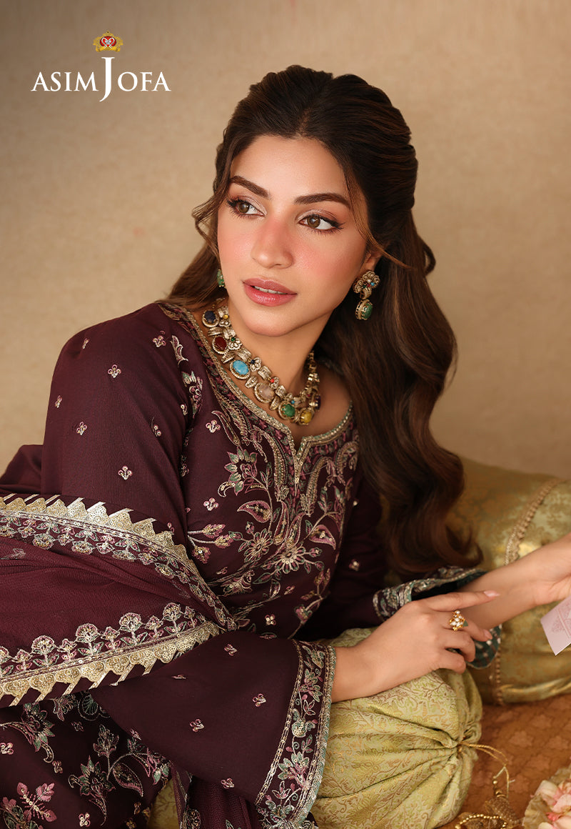 AJULIF-07 Embroidered Twisted Silk Unstitched 3 Pcs