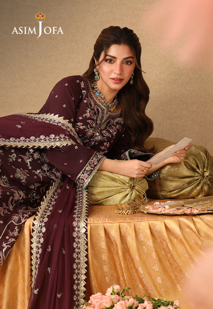 AJULIF-07 Embroidered Twisted Silk Unstitched 3 Pcs
