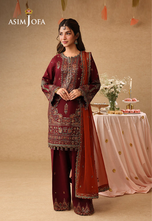 AJULIF-04 Embroidered Boski Silk Unstitched 3 Pcs