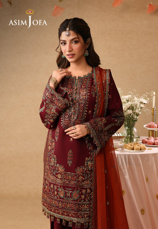 AJULIF-04 Embroidered Boski Silk Unstitched 3 Pcs