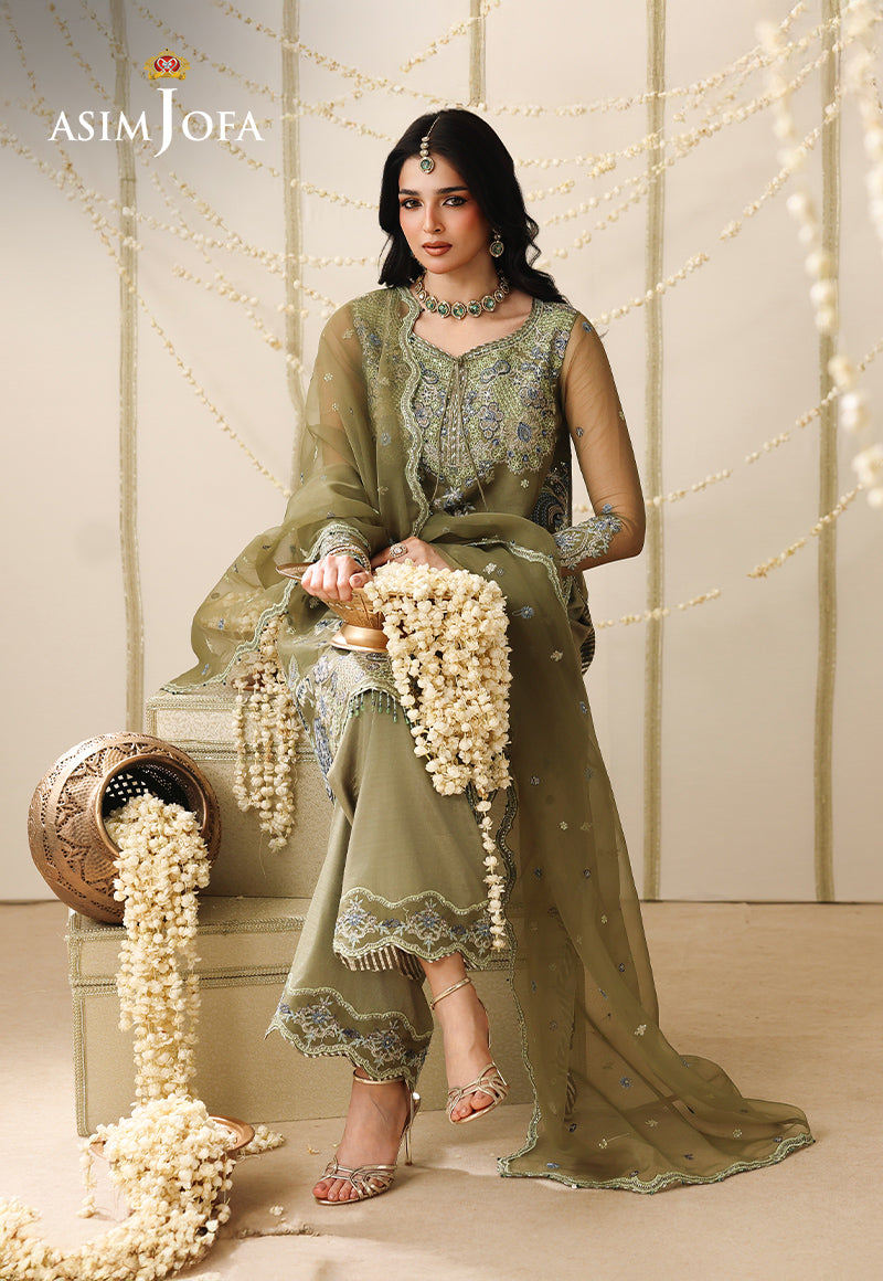 AJUFC-24 Embroidered Organza Unstitched 3 Pcs