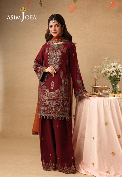AJULIF-04 Embroidered Boski Silk Unstitched 3 Pcs