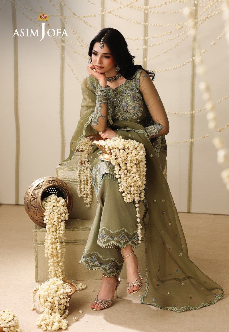 AJUFC-24 Embroidered Organza Unstitched 3 Pcs