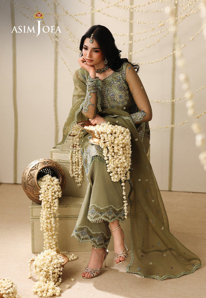AJUFC-24 Embroidered Organza Unstitched 3 Pcs