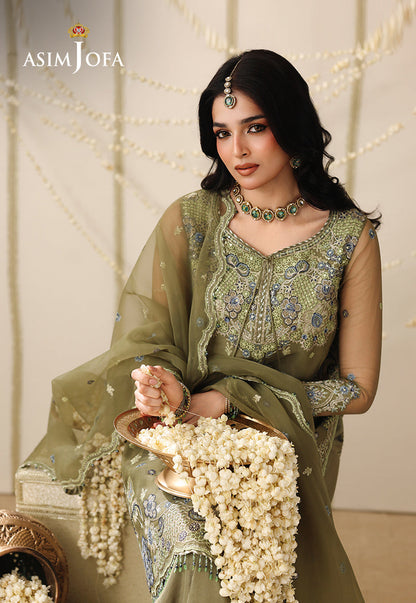 AJUFC-24 Embroidered Organza Unstitched 3 Pcs