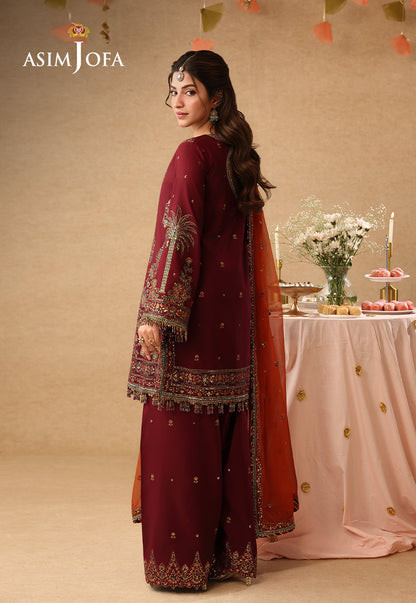 AJULIF-04 Embroidered Boski Silk Unstitched 3 Pcs