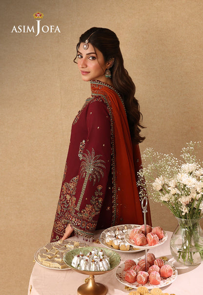 AJULIF-04 Embroidered Boski Silk Unstitched 3 Pcs