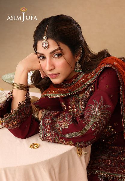AJULIF-04 Embroidered Boski Silk Unstitched 3 Pcs