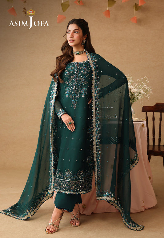 AJULIF-10 Embroidered Chiffon Unstitched 3 Pcs