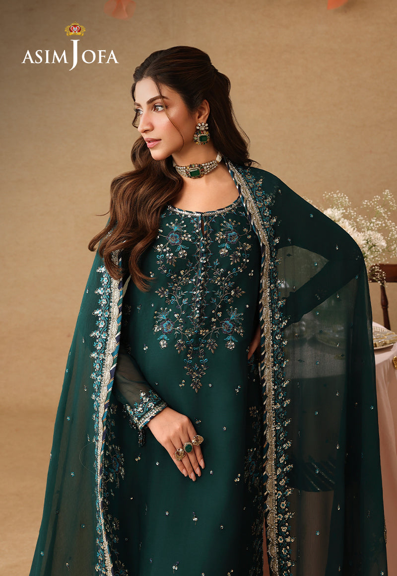 AJULIF-10 Embroidered Chiffon Unstitched 3 Pcs