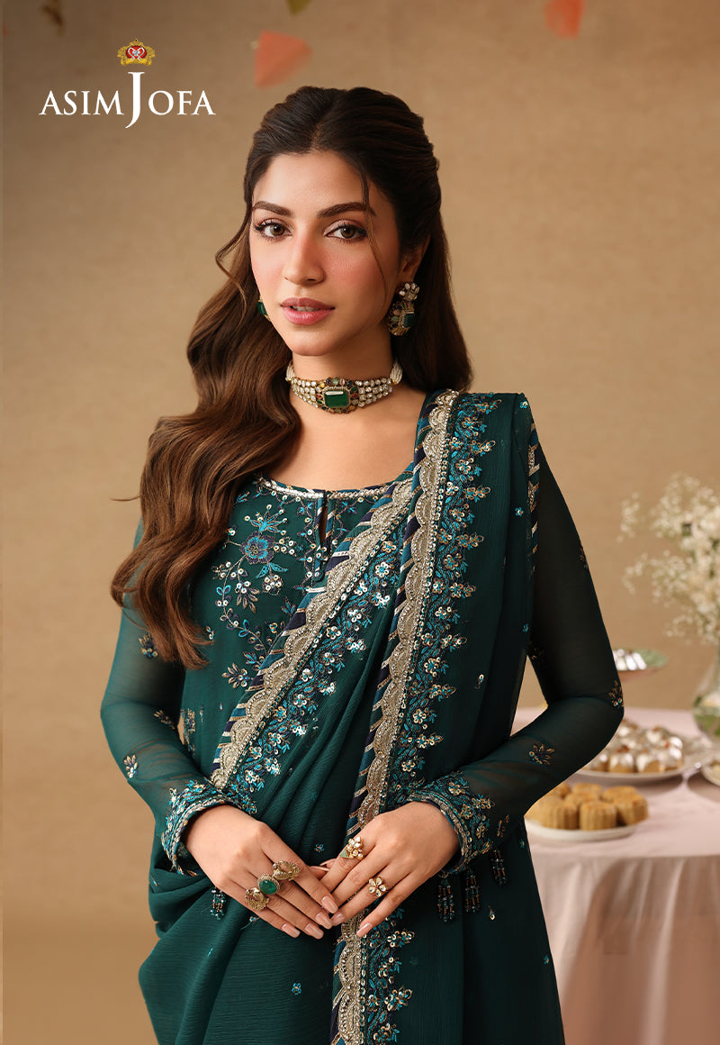 AJULIF-10 Embroidered Chiffon Unstitched 3 Pcs