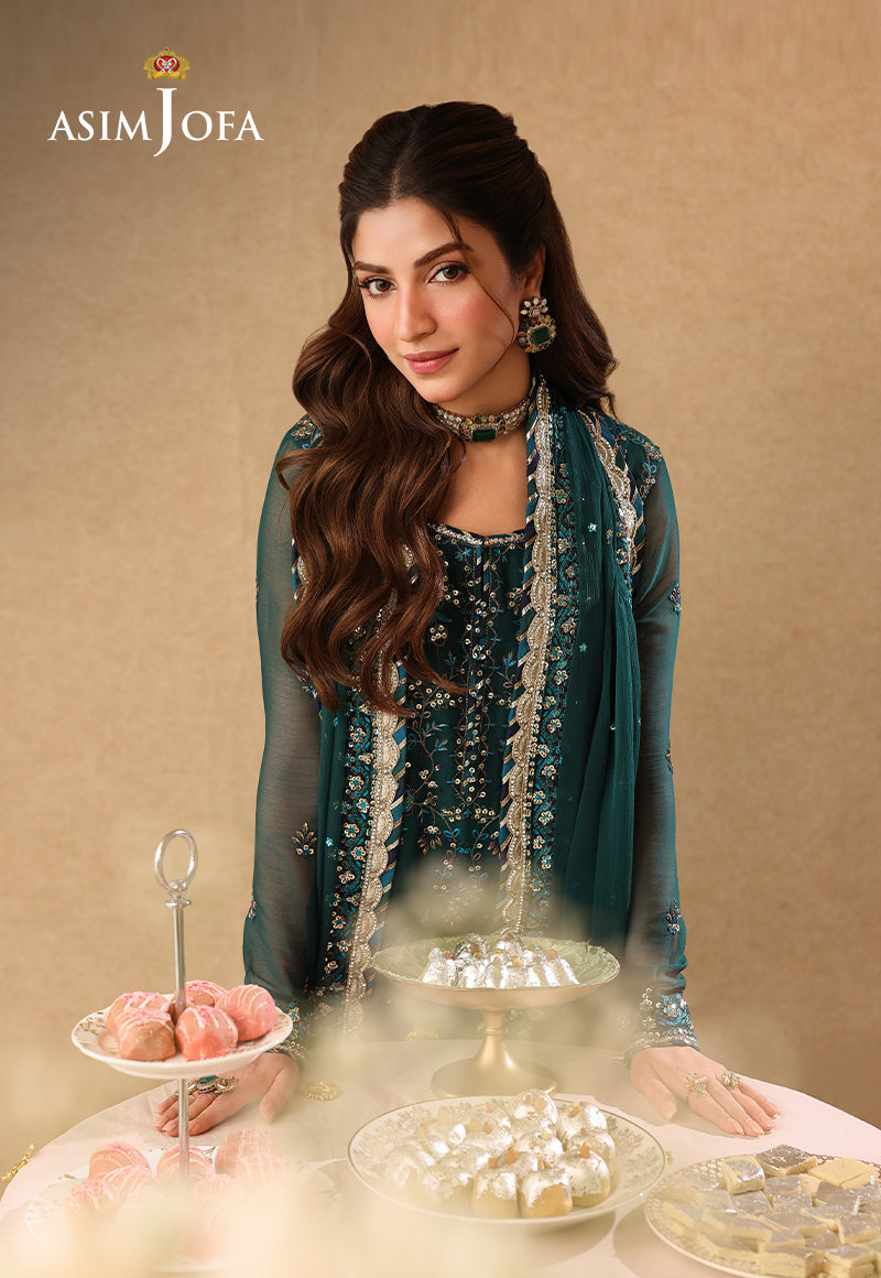 AJULIF-10 Embroidered Chiffon Unstitched 3 Pcs