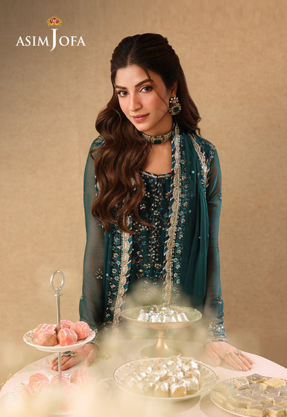 AJULIF-10 Embroidered Chiffon Unstitched 3 Pcs