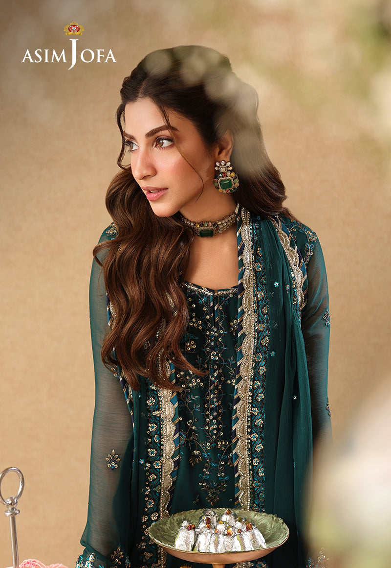 AJULIF-10 Embroidered Chiffon Unstitched 3 Pcs
