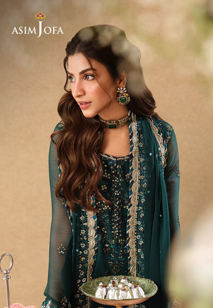 AJULIF-10 Embroidered Chiffon Unstitched 3 Pcs