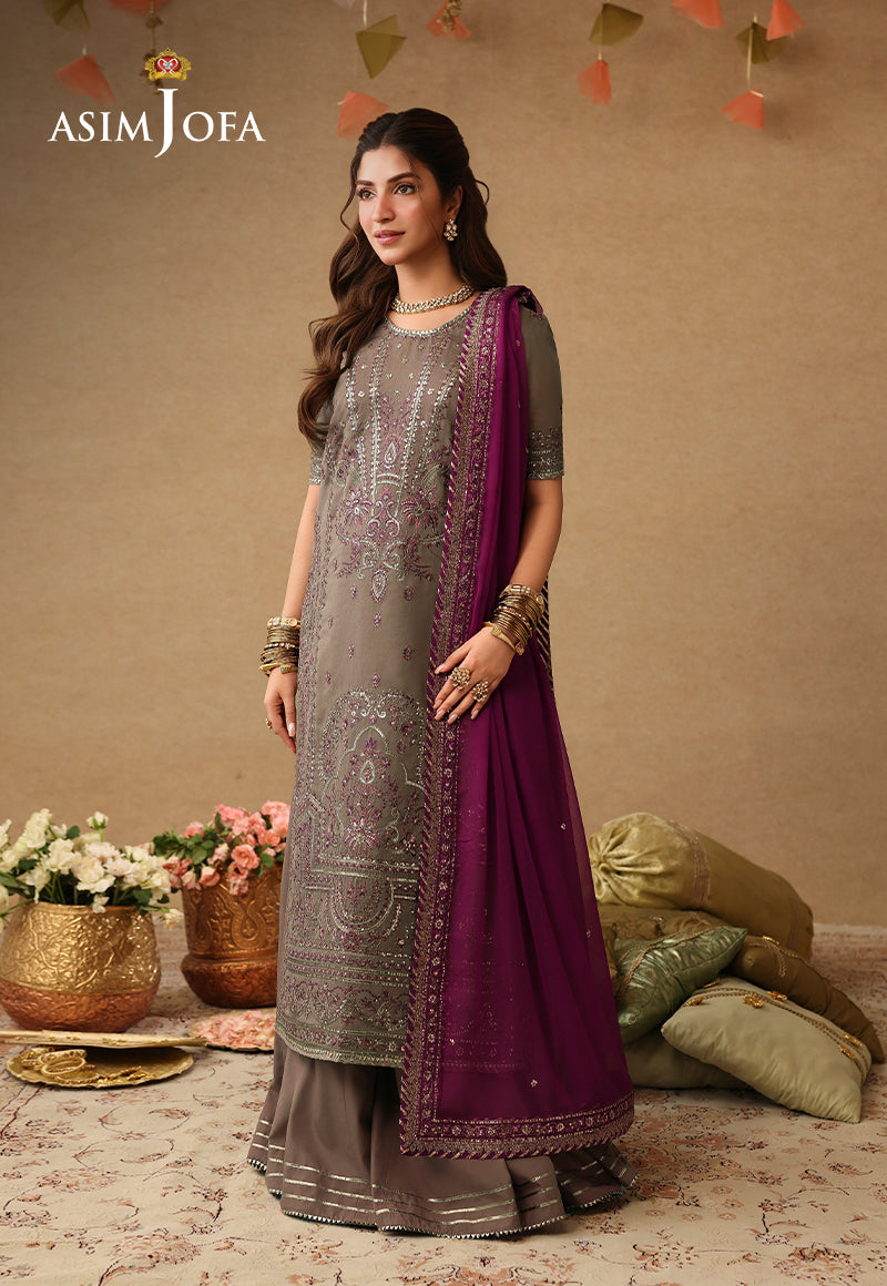 AJULIF-03 Embroidered Paper Cotton Unstitched 3 Pcs